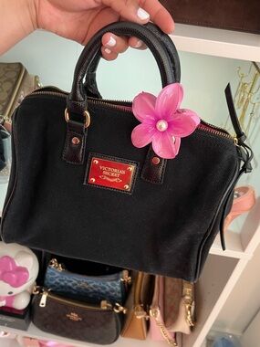 Victoria's Secret Black Canvas Satchel Bag